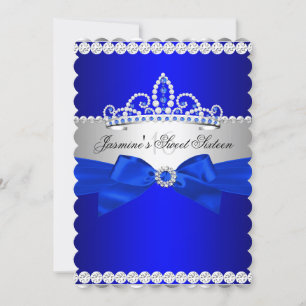 Invitación Fiesta de cumpleaños 16 Royal Blue & Silver Sweet