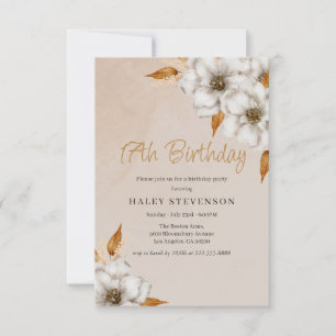 Invitación Fiesta de cumpleaños 17 Boho Chic Otoño Elegante F