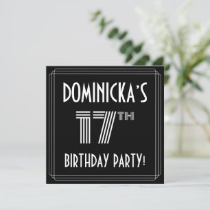 Invitación Fiesta de cumpleaños 17: estilo Art Deco con nombr
