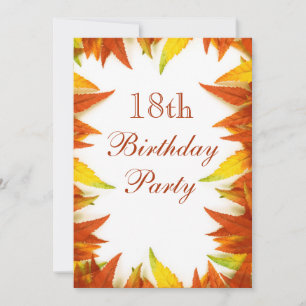 Invitación Fiesta de cumpleaños 18 años Hojas de otoño