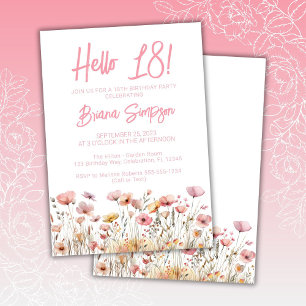 Invitación Fiesta de cumpleaños 18 con flores rosadas