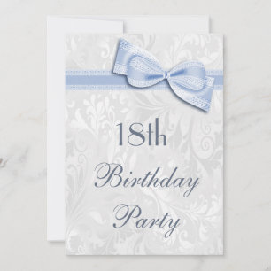 Invitación Fiesta de cumpleaños 18 Damask y lazo falso