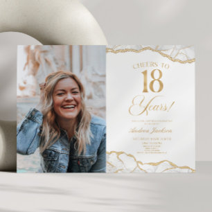 Invitación Fiesta de cumpleaños 18 de Agata Oro Blanco