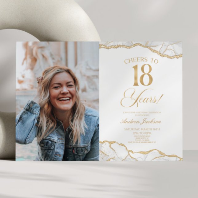 Invitación Fiesta de cumpleaños 18 de Agata Oro Blanco (Subido por el creador)