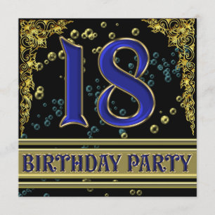 Invitación Fiesta de cumpleaños 18 de Black and Gold