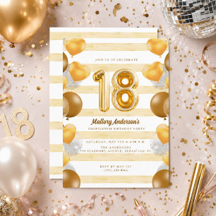 Invitación Fiesta de cumpleaños 18 de chica adolescente globo