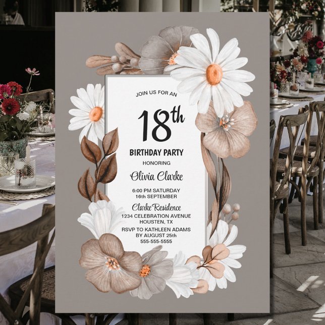 Invitación Fiesta de cumpleaños 18 de la Floral de Otoño (Subido por el creador)
