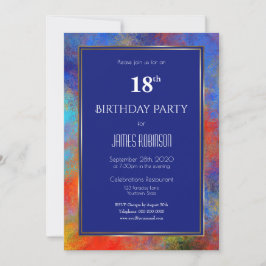 Invitación Fiesta de cumpleaños 18 de la Marina Blue Gold Red