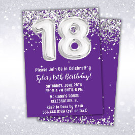 Invitación Fiesta de cumpleaños 18 de la Plata Morada