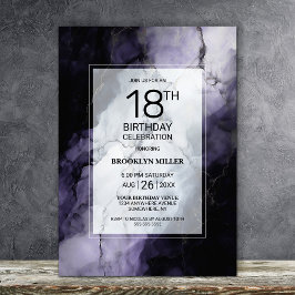 Invitación Fiesta de cumpleaños 18 de Marble Púrpura