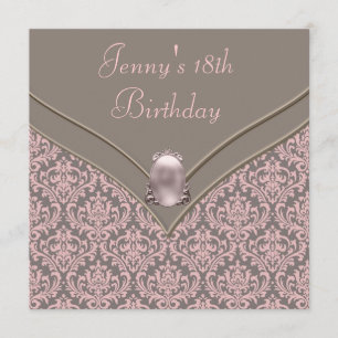Invitación Fiesta de cumpleaños 18 de niñas de Damasco Rosa M