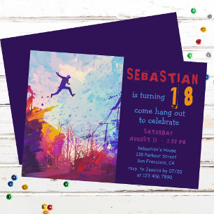 Invitación Fiesta de cumpleaños 18 de Parkour Urban Free Runn