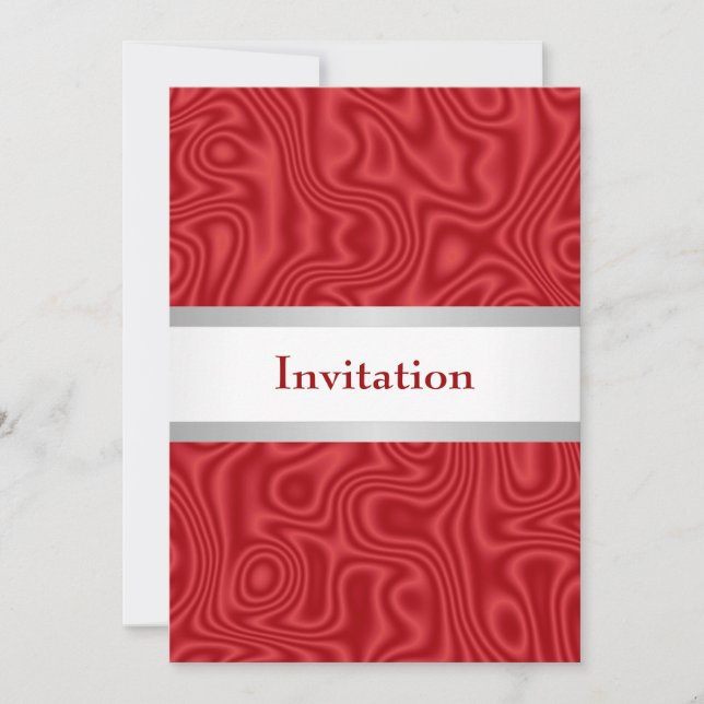 Invitación Fiesta de cumpleaños 18 de Red Faux Silk White Sil (Anverso)