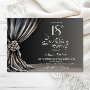 Invitación Fiesta de cumpleaños 18 elegante con cortina de pl