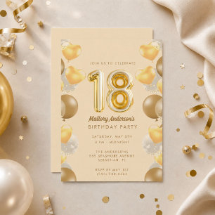 Invitación Fiesta de cumpleaños 18 Glamurosa de Oro