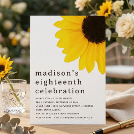 Invitación Fiesta de cumpleaños 18 Modern Sunflower