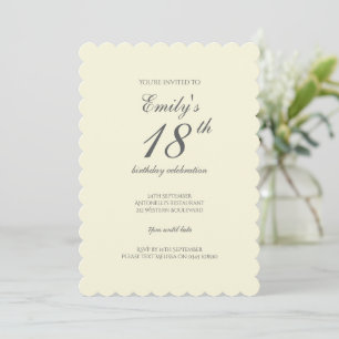 Invitación Fiesta de cumpleaños 18 moderna elegante crema