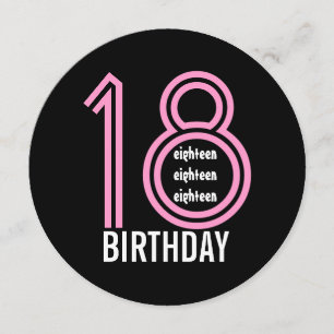 Invitación Fiesta de cumpleaños 18: moderno rosa y negro W689