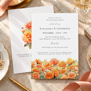 Invitación Fiesta de cumpleaños 18 noviembre Flor del mes de 