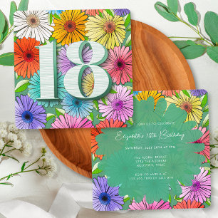 Invitación Fiesta de cumpleaños 18 verde rústica floral de pr