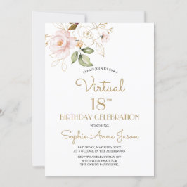 Invitación Fiesta de cumpleaños 18 virtual de la floral dorad