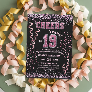 Invitación Fiesta de cumpleaños 19 con piedras de lentejuelas