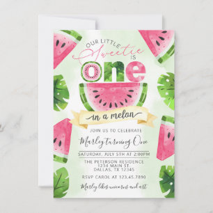 Invitación Fiesta de cumpleaños 1.ª sandía tropical