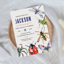 Invitación Fiesta de cumpleaños 1.ᵉʳ Bugs de insectos natural