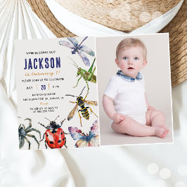 Invitación Fiesta de cumpleaños 1.ᵉʳ Bugs de insectos natural