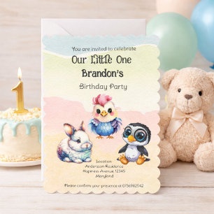 Invitación Fiesta de cumpleaños 1 año en el bosque encantado