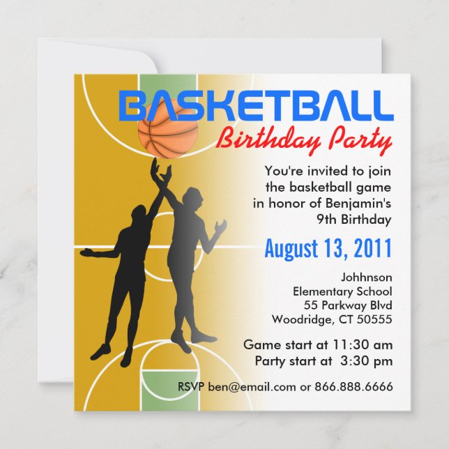 Invitación Fiesta de cumpleaños 1 de básquetbol (Anverso)