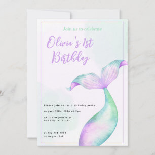 Invitación Fiesta de cumpleaños 1 de sirena