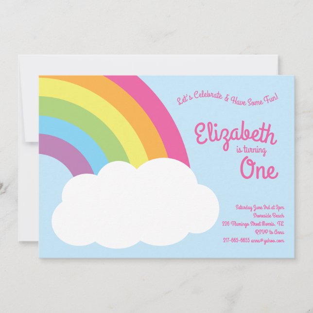 Invitación Fiesta de cumpleaños 1 niño de Rainbow Cute (Anverso)