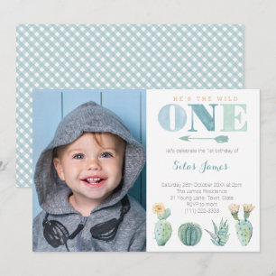 Invitación Fiesta de cumpleaños 1 para niño de Cactus silvest