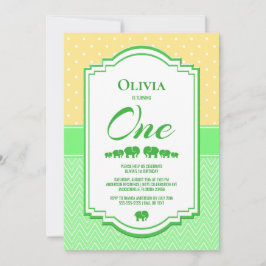 Invitación Fiesta de cumpleaños 1 verde amarillo