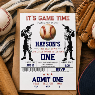 Invitación Fiesta de Cumpleaños 1er Año de Béisbol Primer Añ
