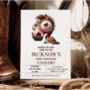 Invitación Fiesta de Cumpleaños 1er de Caricaturas de Caballo