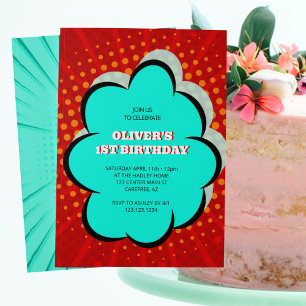 Invitación Fiesta de cumpleaños 1er de cómic infantil
