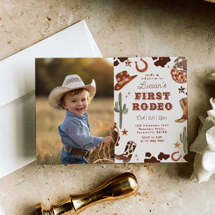 Invitación Fiesta de cumpleaños 1er Rodeo del oeste salvaje