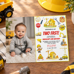 Invitación Fiesta de cumpleaños 2º Construcción Acuarela