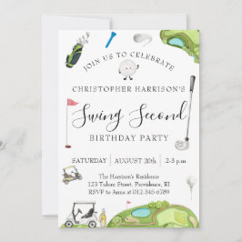 Invitación Fiesta de cumpleaños 2º del niño Tema de Golf