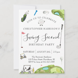 Invitación Fiesta de cumpleaños 2º del niño Tema de Golf