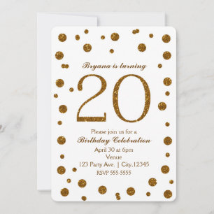 Invitación Fiesta de Cumpleaños 20 años con puntos de purpuri