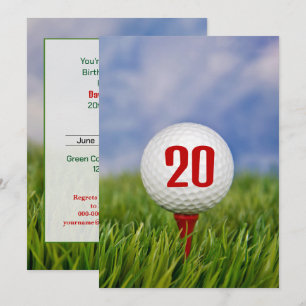 Invitación Fiesta de cumpleaños 20 de Golf