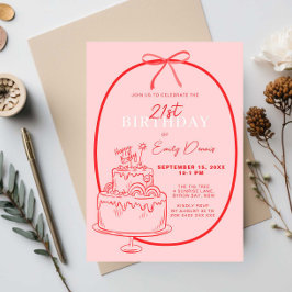 Invitación Fiesta de cumpleaños 21ª Frontera Retro caprichosa