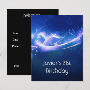 Invitación Fiesta de cumpleaños 21 abstracto azul explotar mo