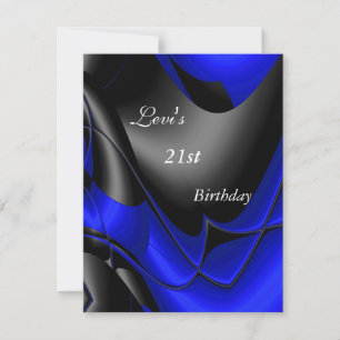 Invitación Fiesta de cumpleaños 21 abstracto negro azul Hombr