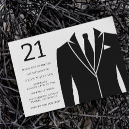 Invitación Fiesta de cumpleaños 21 Black Suit & Tie