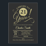 Invitación fiesta de cumpleaños 21 - Chalkboard Gold<br><div class="desc">Invitación a la fiesta de cumpleaños número 21 en un patrón negro falso de oro purpurina y pizarra. Diseño sencillo y moderno,  perfecto para un fiesta elegante. ¡Salud a 21 años! ¡Se puede personalizar en cualquier edad! Por favor,  envíeme un mensaje si necesita más personalización.</div>