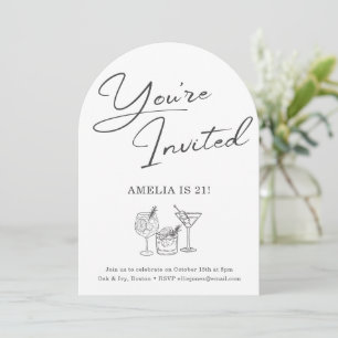 Invitación Fiesta de cumpleaños 21 con Cóctel de Crema Elegan